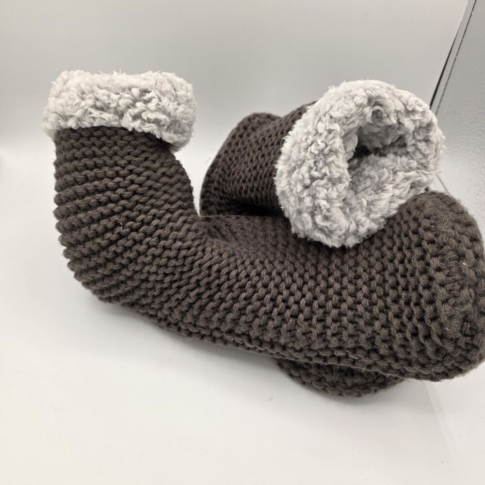Dark Grey Knit Oh So Comfy Warm Slippers